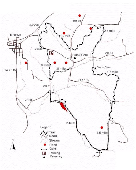 Map Of Birdseye Trail In Hoosier National Forest In Indiana