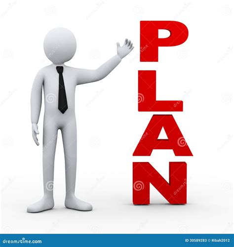 3d Man Plan Word Presentation Stock Illustration Illustration Of Idea
