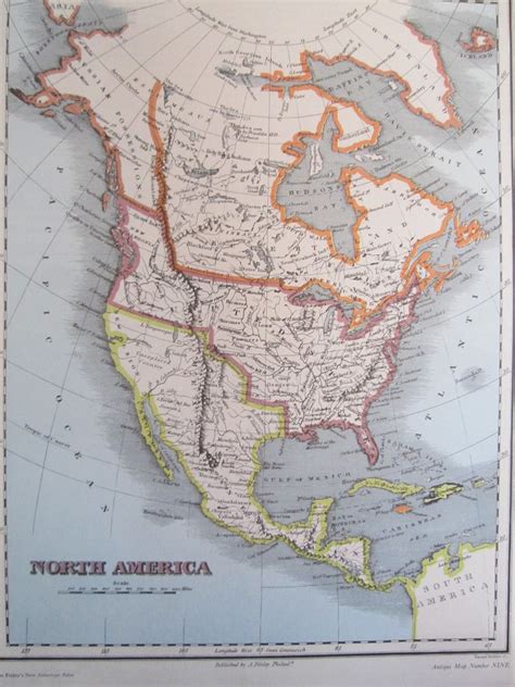 North America 1800s Map Vintage United States By Booksygirl