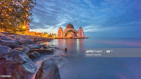 Malacca Straits Floating Mosque During Sunrise Strait Of Malacca