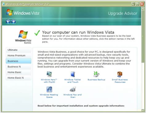 Download Free And Run The Windows Vista Upgrade Advisor Software