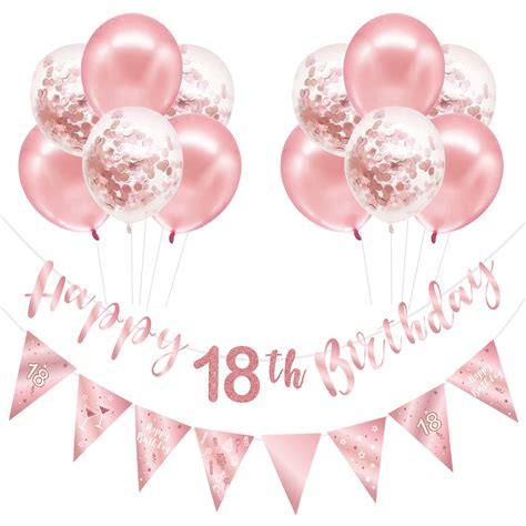 Buy Rose Gold 18th Birthday Decoration For Girls Happy 18th Birthday Banner Balloons Triangle