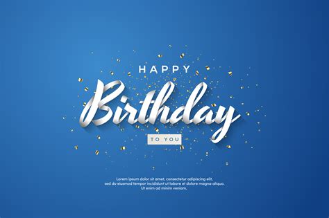 Happy Birthday Ribbon Text On Blue Background 1225149 Vector Art At