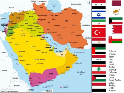 The middle east includes the states of saudi arabia, egypt, yemen, oman, united arab emirates, qatar, bahrain, kuwait, iran, iraq, syria, turkey, lebanon, jordan, and israel although its geographical definition is not really well defined. Alphabetical list of all 16 independent countries of ...