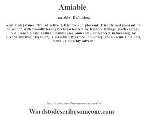 Amiable Definition Amiable Meaning Words To Describe Someone