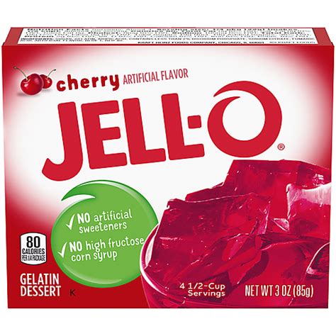 Jell O Cherry Instant Gelatin Mix 3 Oz Box Jello And Pudding Mix
