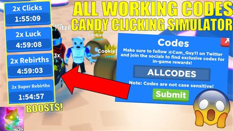 All Working Codes In Candy Clicking Simulator Roblox Youtube