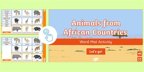 Animals From African Countries Interactive Word Mat Activity