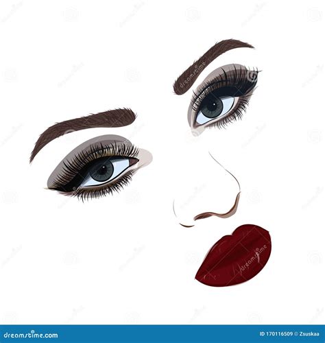 Beautiful Makeup Illustration With Woman`s Eyes Eyelashes And Eyebrows