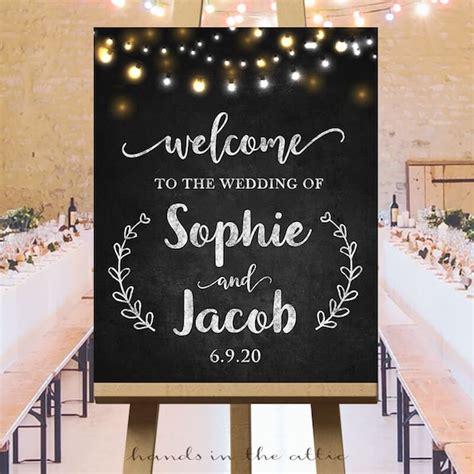 Rustic Chalkboard Wedding Signs Large Wedding Ceremony Welcome Sign