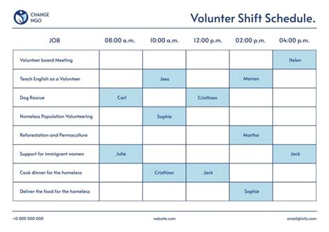 Free Professional Simple Volunteers Schedule Template