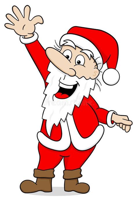 Waving Cartoon Santa Claus On White Stock Vector Illustration Of