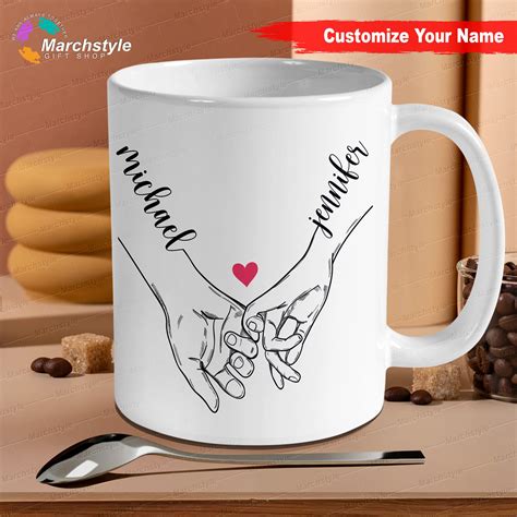 Marchstyle Custom Interlocking Hands Mug Personalized Pinky Promise