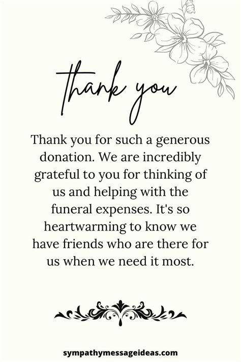 12 Example Funeral Thank You Notes For Money Sympathy Message Ideas
