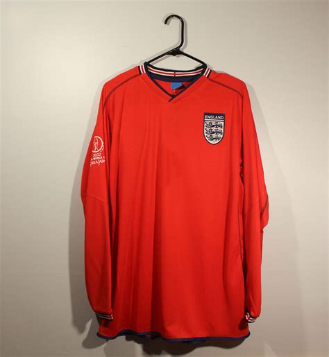 England 2002 Wc Away Long Sl Retro Shirt Free Shipping
