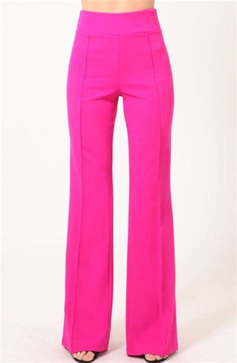 Classy Posh Fuschia Stretch High Waist Pants Pink Pants Outfit Hot