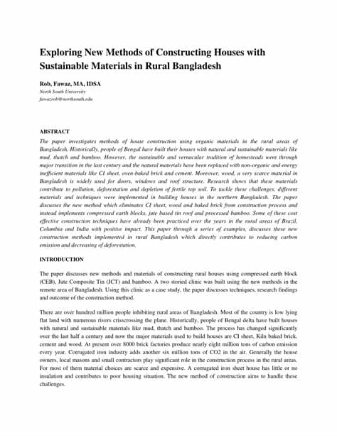 These two sample papers (student and professional) were published in annotated format in the publication manual and are provided here for your ease this page contains several sample papers formatted in seventh edition apa style. (PDF) Exploring New Methods of Constructing Houses with ...