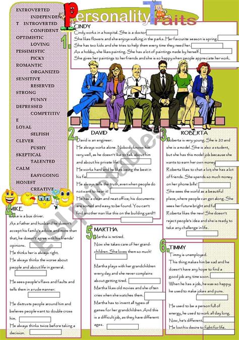 Personality Traits Esl Worksheet By Donapeter
