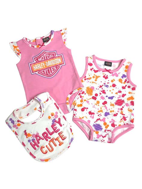 Harley Davidson Baby Girls 2pack Cutie Newborn Creeper And Bib Set