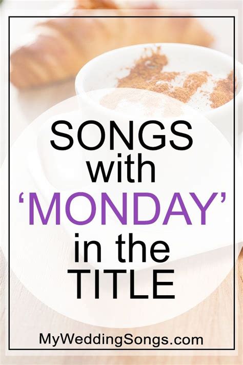 The list below shows an example of the wide range of cover songs we can provide for. Monday Songs List - Songs With Monday in the Title in 2020 ...