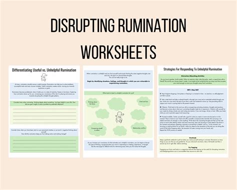 Disrupting Rumination Worksheets Strategies For Responding Etsy