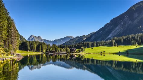 Tirol Österreich See Berge Wald Wasser Reflexion 1920x1080 Full Hd