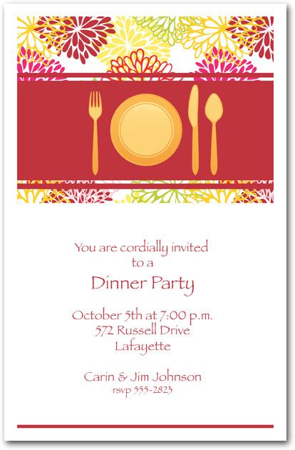 A great dinner party has been arranged for you on date. Place Setting on Floral Blooms Dinner Party Invitations