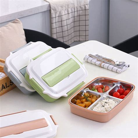 Lunch Box Compartments 304 Stainless Steel With Chopsticks And Spoon