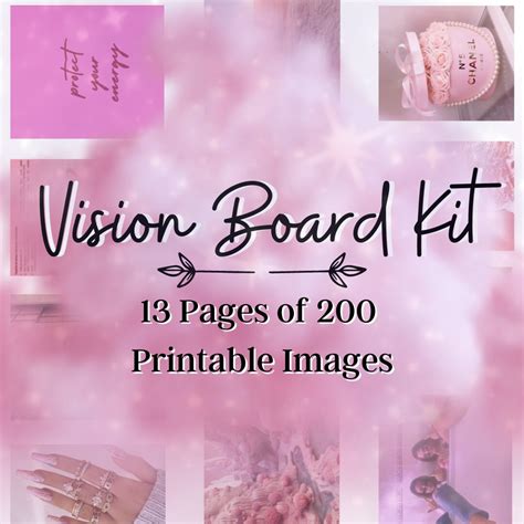 Pink Vision Board Kit L Printable Vision Board Kit L Pink Mood Board