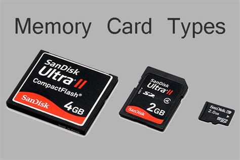 Common Memory Card Types Sd Tf Cf Mmc Ms Xd And Xqd