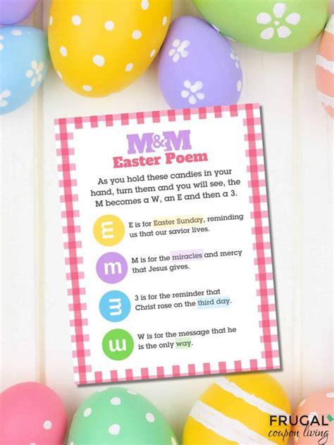 Mandm Easter Poem Cute Printable Easter T Tag