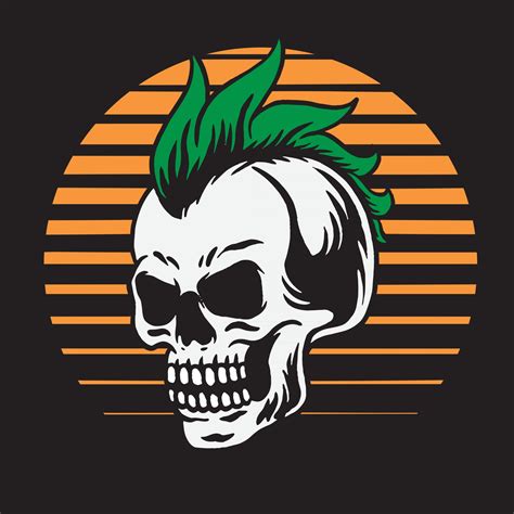 vintage skull mohawk 2948959 vector art at vecteezy