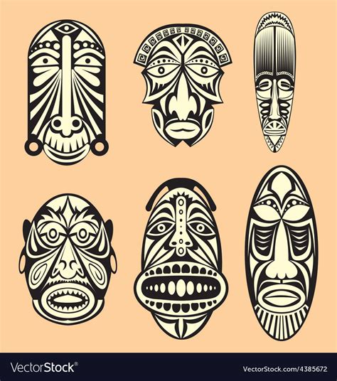 African Masks Royalty Free Vector Image Vectorstock