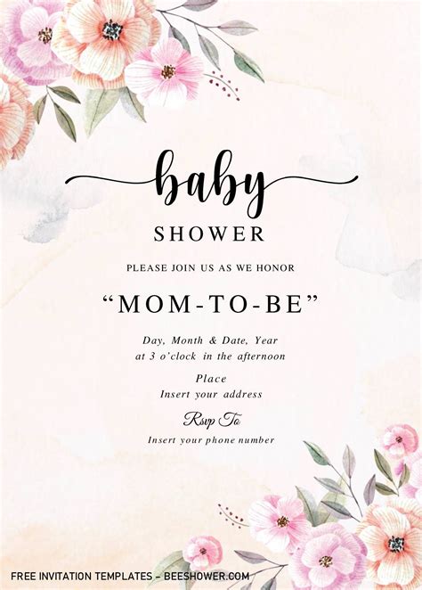 Rustic Floral Baby Shower Invitation Templates Editable With