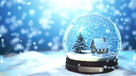 Christmas Snow Globe Snowflake With Snowfall On Bl Stock Animation