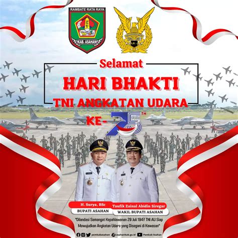 Selamat Hari Bhakti Tentara Nasional Indonesia Angkatan Udara Ke 75