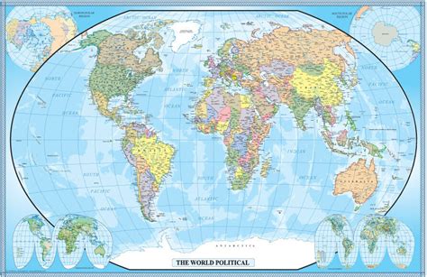 Large World Map Poster Wall Art Print Decoration 24x36 Inches Ebay