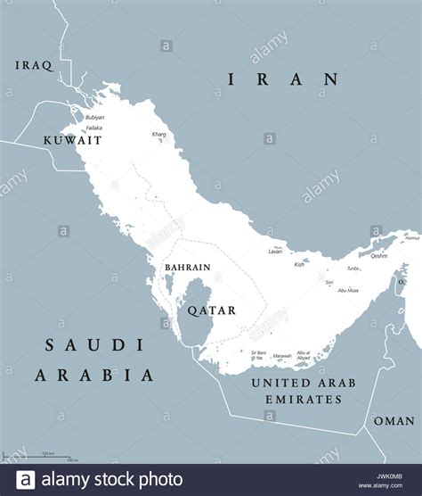 Persian Gulf Region Countries Political Map With English Labeling Body