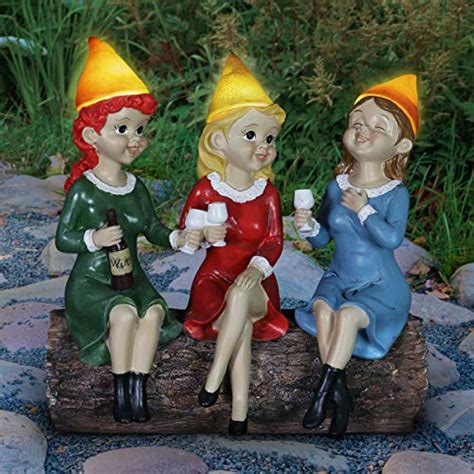 upc 093335160198 exhart solar good time gnome women garden statue female gnome friends w wine
