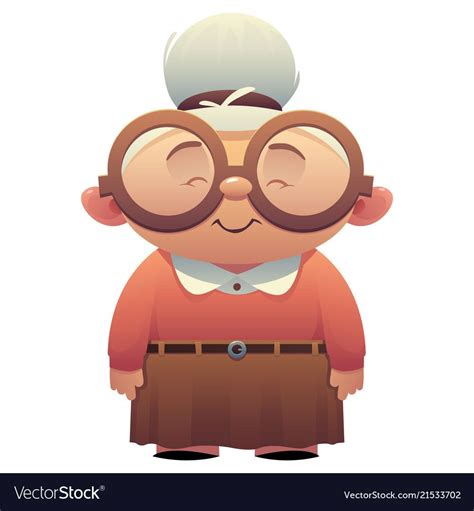 Old Lady Nice Grandmother With Glasses Smiles Vector Image Character Design Animation Female
