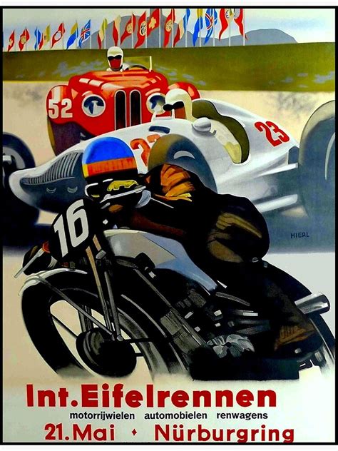 Nurburgring Vintage Grand Prix Auto Motorcycle Print Poster For Sale