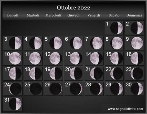 Calendario Luna Ottobre 2022 Calendario Ottobre