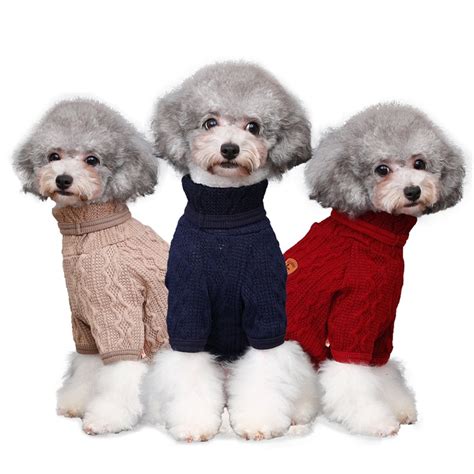 Pet Dog Clothes Turtleneck Sweater Autumn Winter Puppy Knitwear Warm