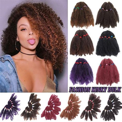 New Fluffy Kinky Bulk Afro Twist Crochet Braiding Hair Extensions As Human Curly Ebay