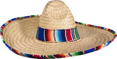 Authentic Sombrero Straw Hat With Serape Trim Cinco De Mayo Fiesta