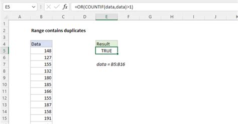 Range Contains Duplicates Excel Formula Exceljet