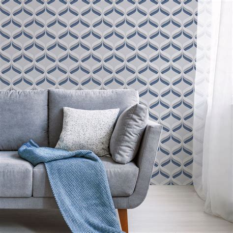 ✓ free for commercial use ✓ high quality images. Fresco Retro Ogee Navy Geometric Wallpaper - WallpaperITUK