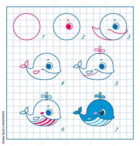 How To Draw A Whale Step By Step Drawing Lesson For Kids Cartoon