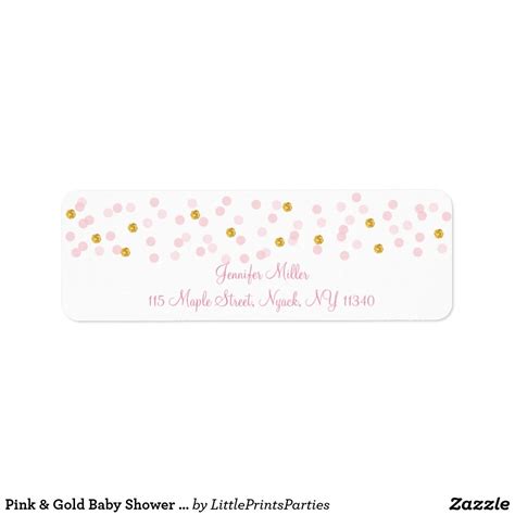 Pink Gold Baby Shower Address Label Pink Gold Baby Shower Gold