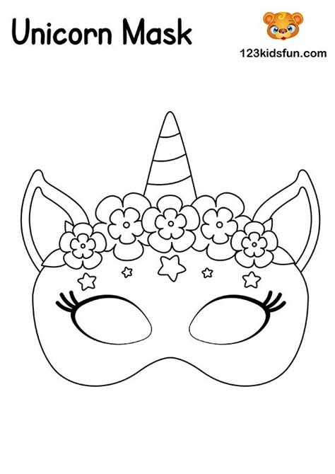 A Unicorn Mask With Flowers On Its Face And The Words Unicorn Mask Below